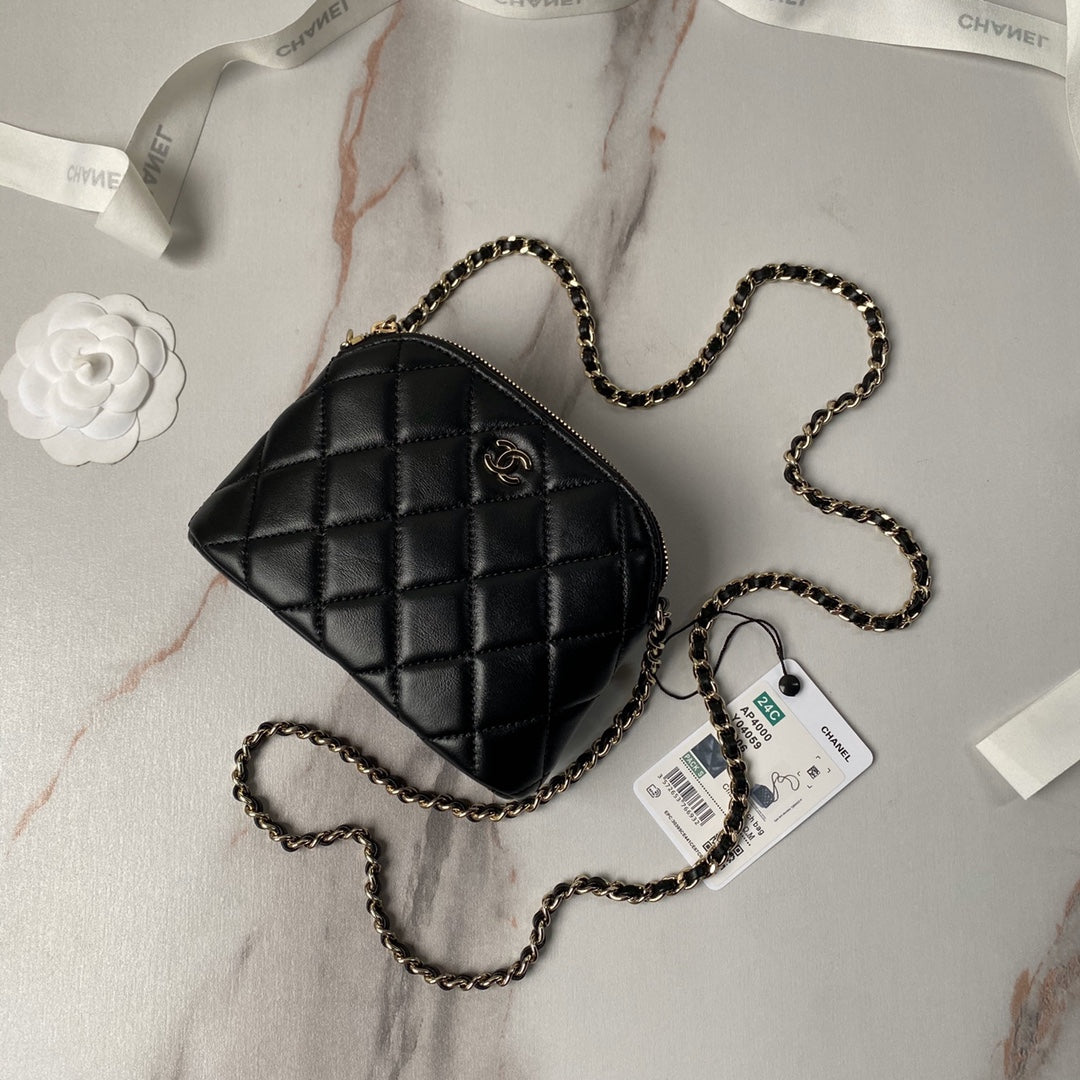 Chan*l black leather makeup bags - main image