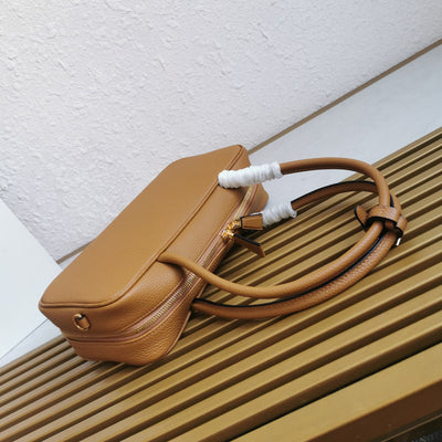 Pr*da medium leather top-handle bag in brown - image 2