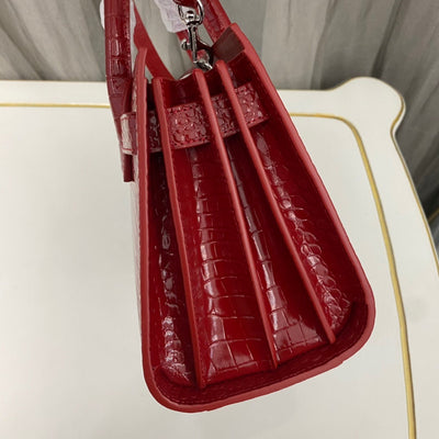 saint laurent paris saint laurent red croc embossed leather nano classic sac de jour tote - image 2