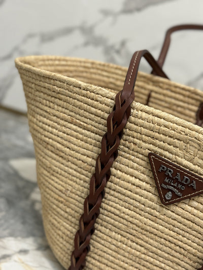 Pr*da braided handle basket bag - image 2