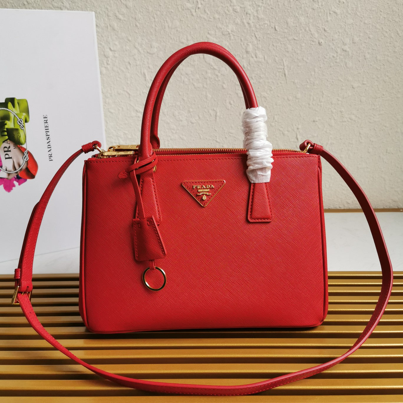 medium galleria 28 red saffiano leather - main image