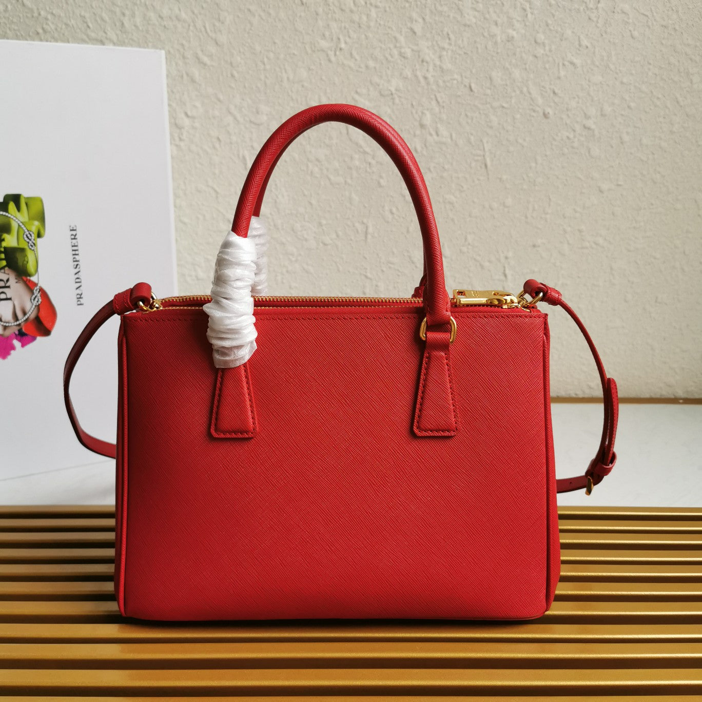 medium galleria 28 red saffiano leather - image 4