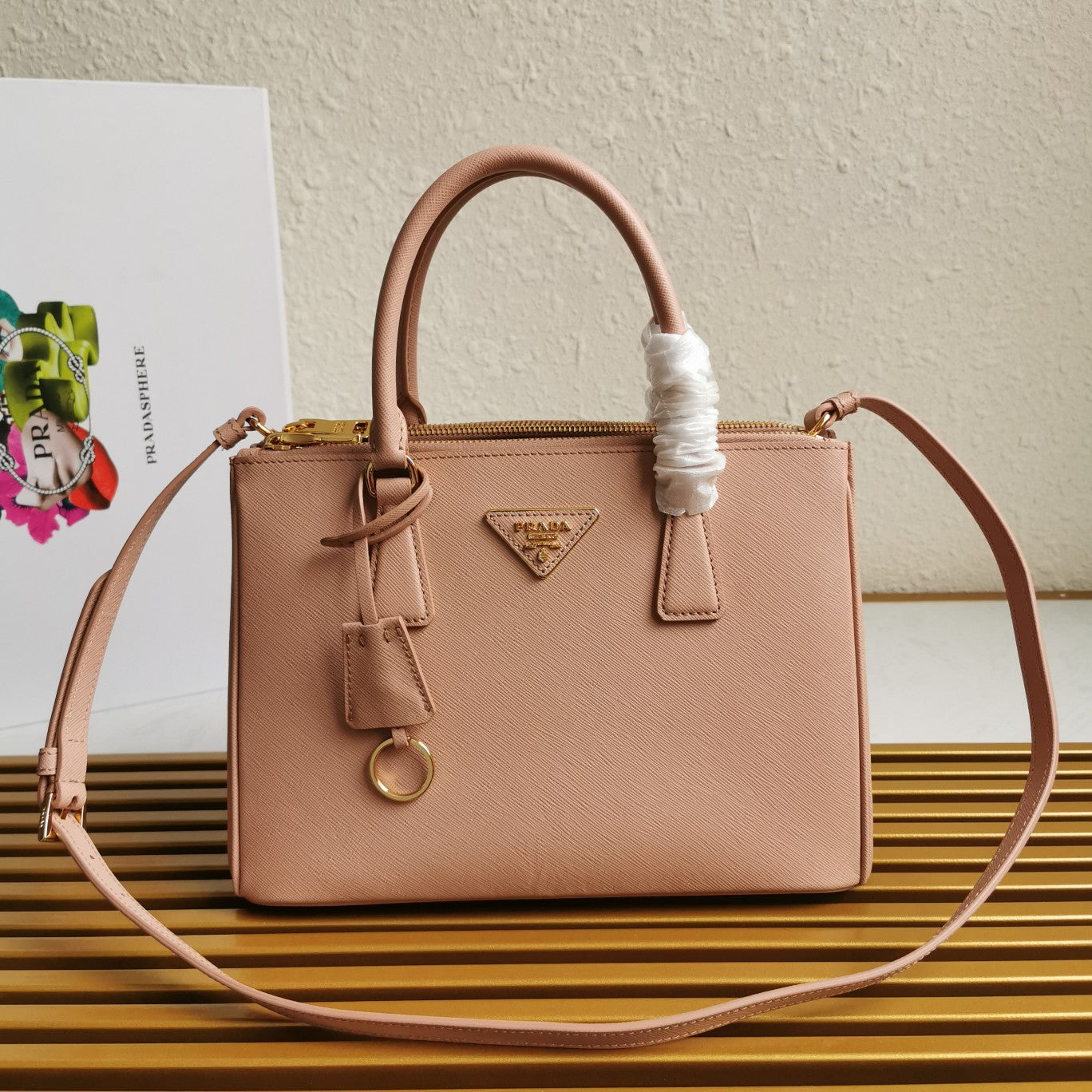 medium galleria 28 beige saffiano leather - main image