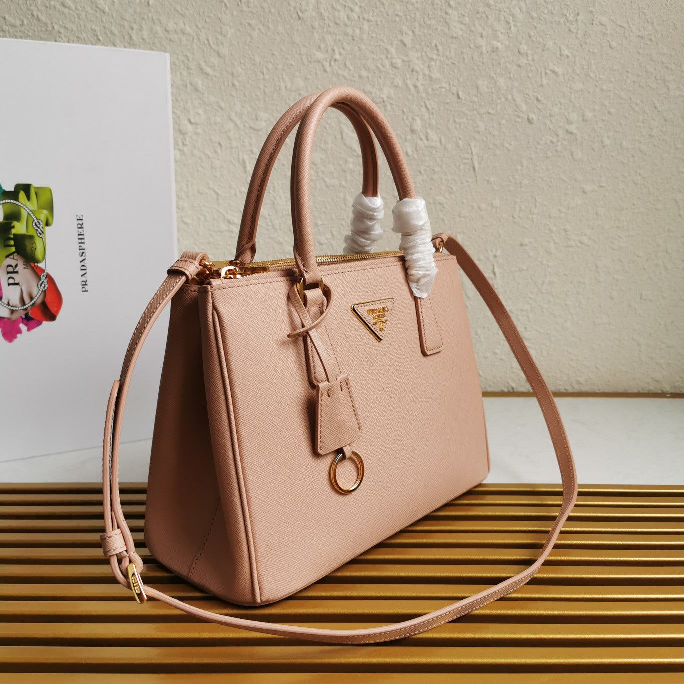 medium galleria 28 beige saffiano leather - image 2
