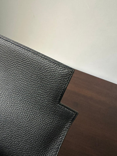 HM KELLY 25CM BLACK EPSOM SILVER HARDWARE