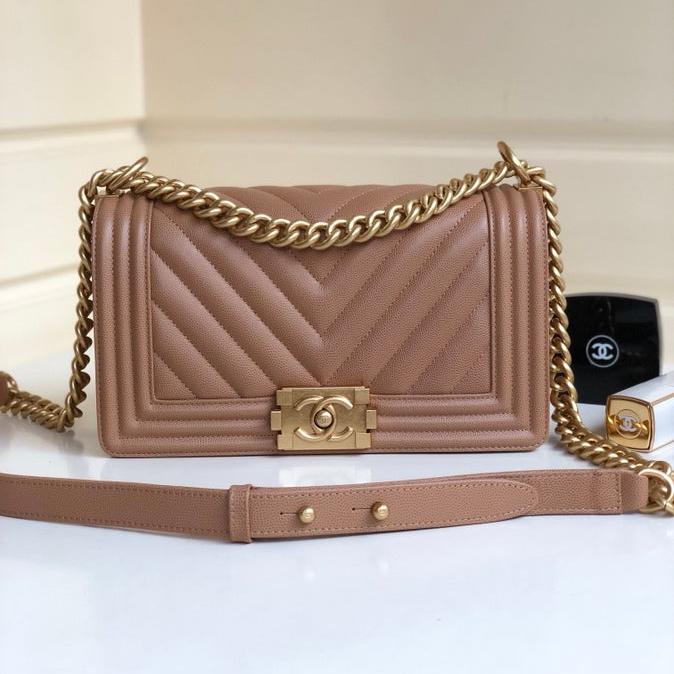 CC MEDIUM 25 BOY BAG IN ASH BROWN LAMBSKIN SILVER HARDWARE - Main Image
