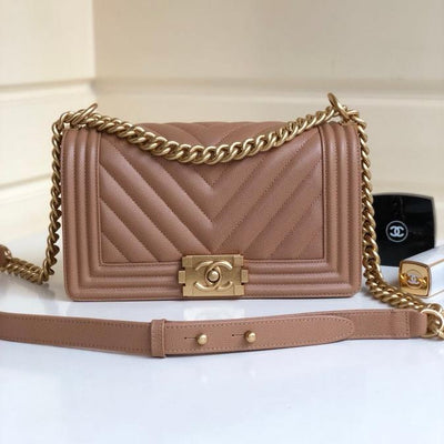 CC MEDIUM 25 BOY BAG IN ASH BROWN LAMBSKIN SILVER HARDWARE - Image 3