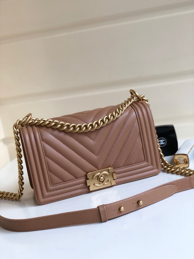 CC MEDIUM 25 BOY BAG IN ASH BROWN LAMBSKIN SILVER HARDWARE - Image 2