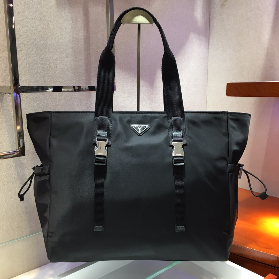 shopping bag 40 in black nylon fabric - main image