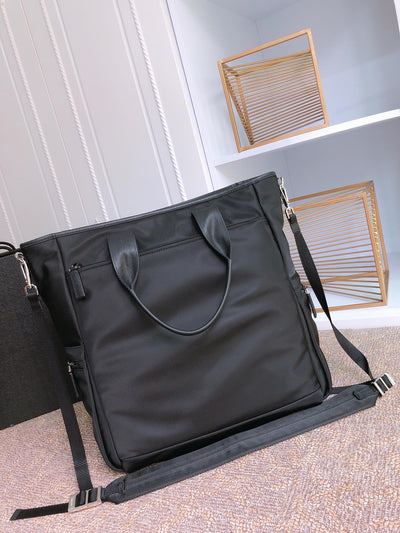 tote bag 38 in black re-nylon and saffiano leather trim - image 2