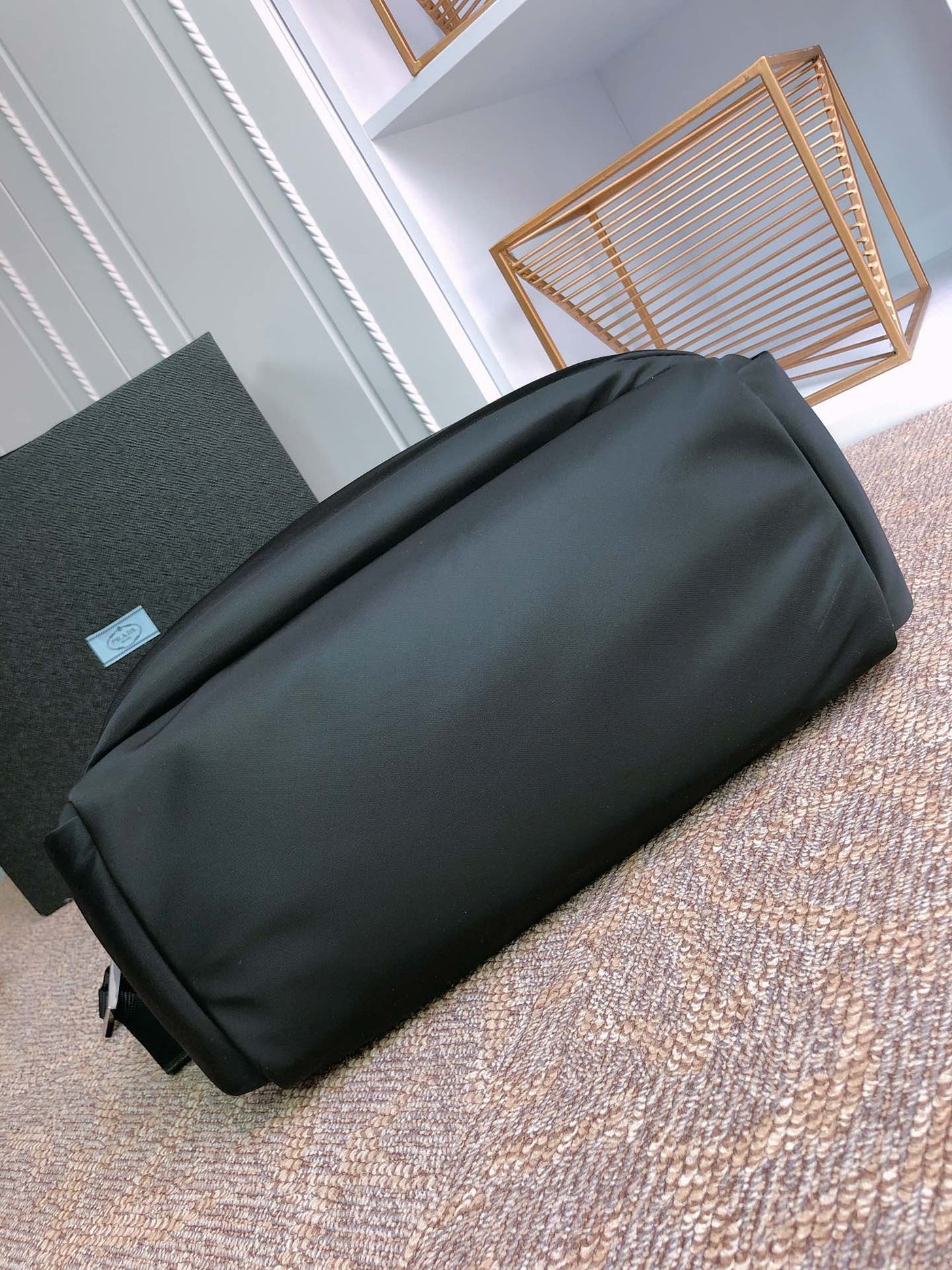tote bag 38 in black re-nylon and saffiano leather trim - image 5