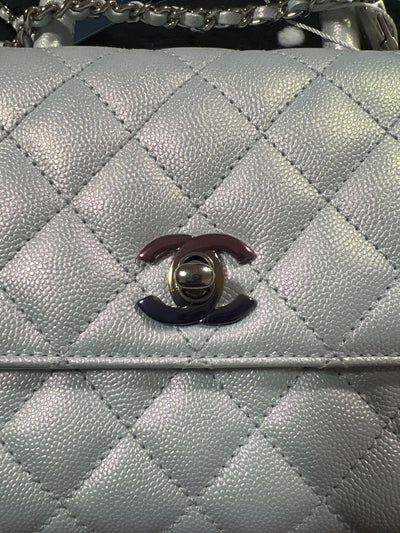 Chan*l coco handbag leather light grey woman’s 23cm - image 2