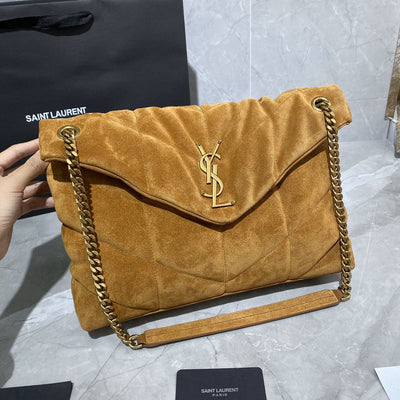 saint laurent puffer toy quilted leather-trimmed suede shoulder bag - image 2