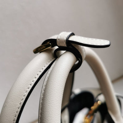 Pr*da white/black Pr*da buckle small leather handbag with belt - image 3
