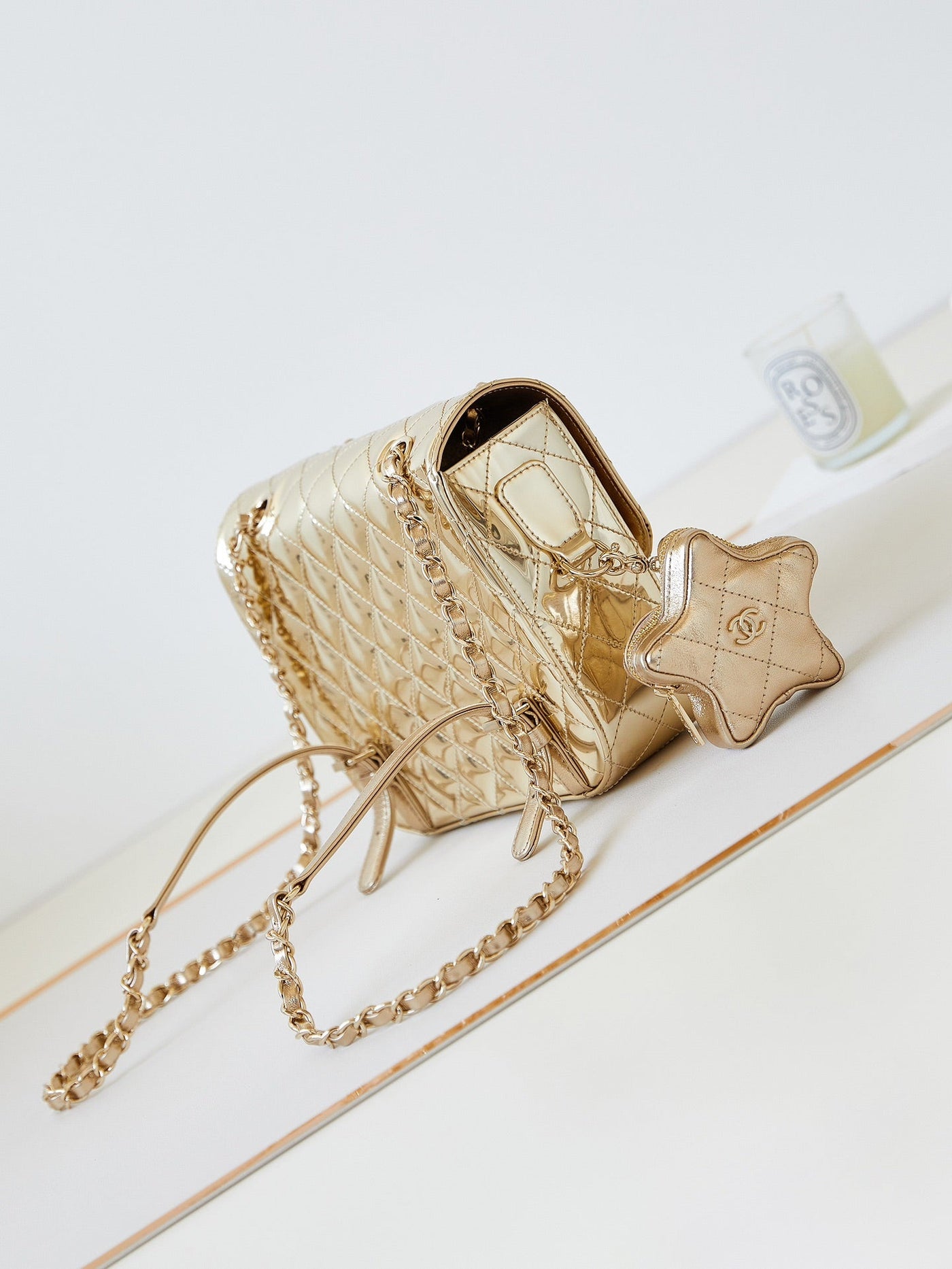Chan*l 24c gold mirror star bag - image 4