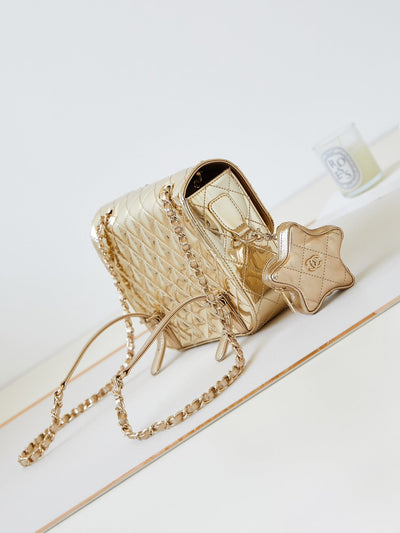 Chan*l 24c gold mirror star bag - image 4