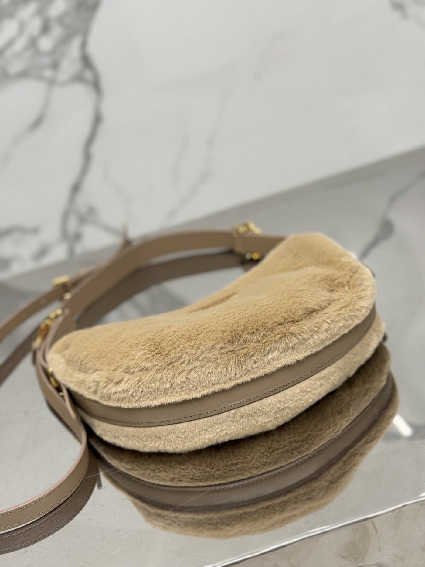 Pr*da leather and shearling arquã¨ handbag - image 2
