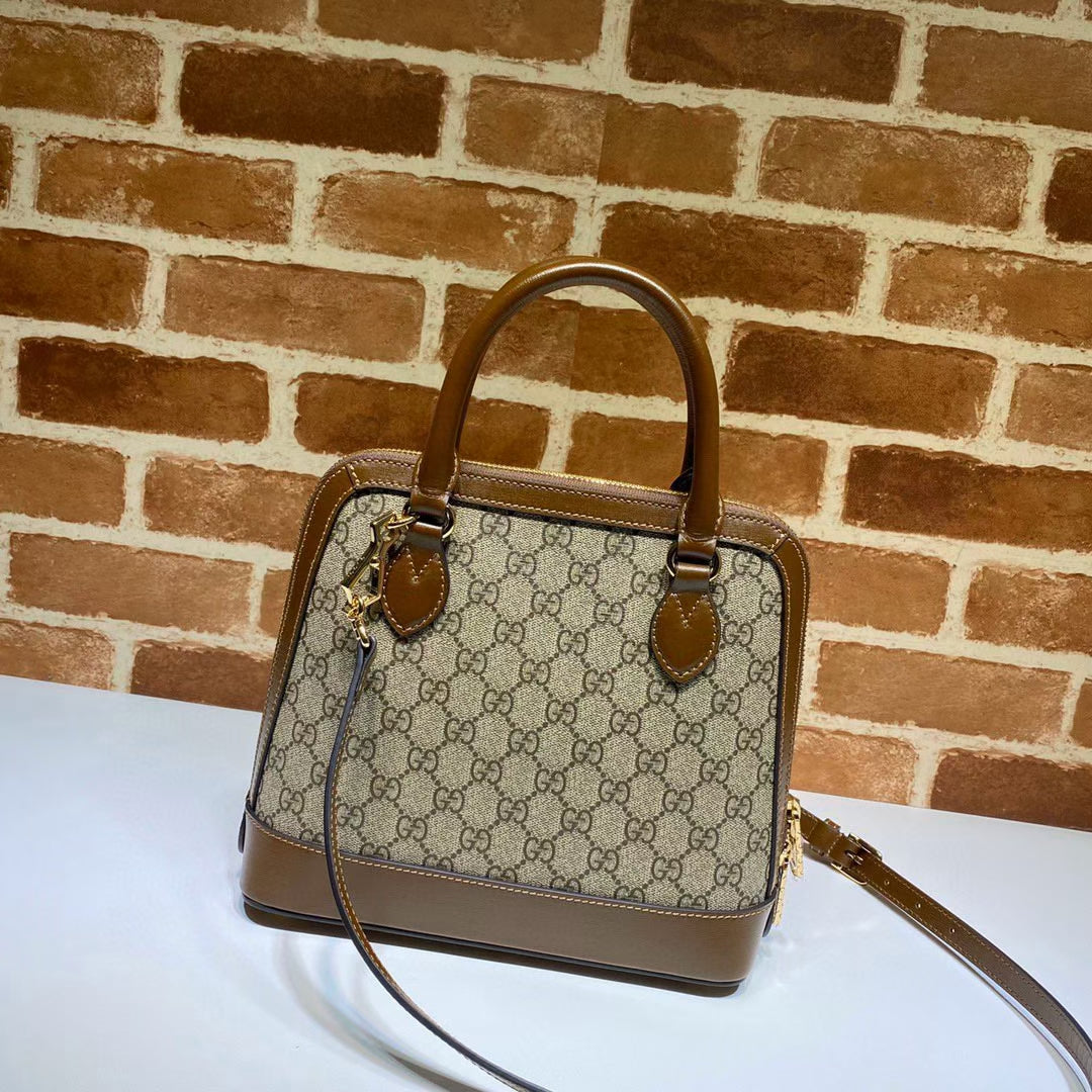 Guc*i gg supreme canvas horsebit 1955 small top handle bag - image 3