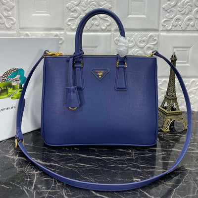 pra galleria 32 bag in navy blue saffiano leather - main image