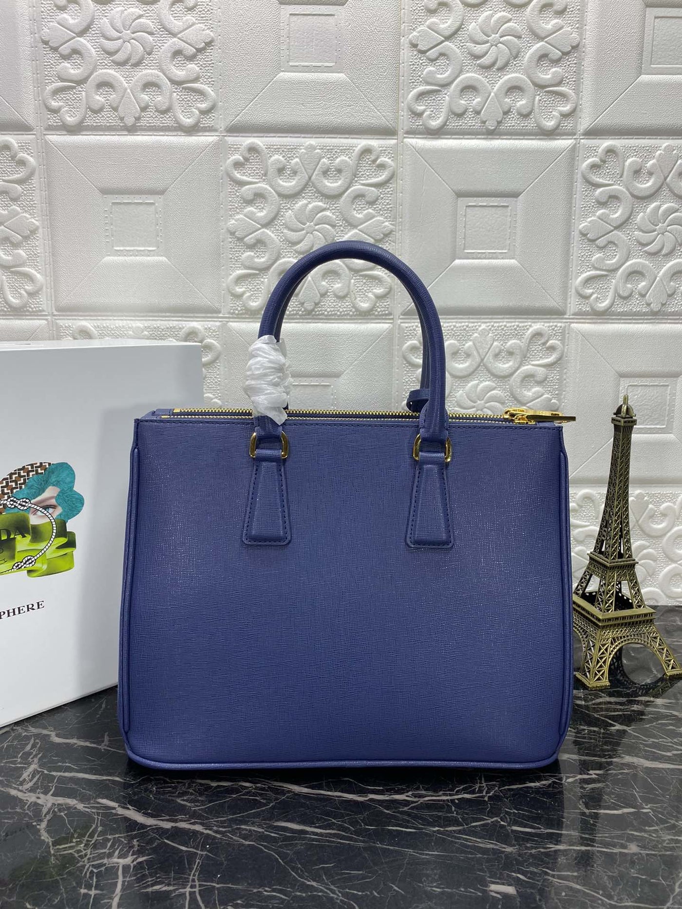 pra galleria 32 bag in navy blue saffiano leather - image 6