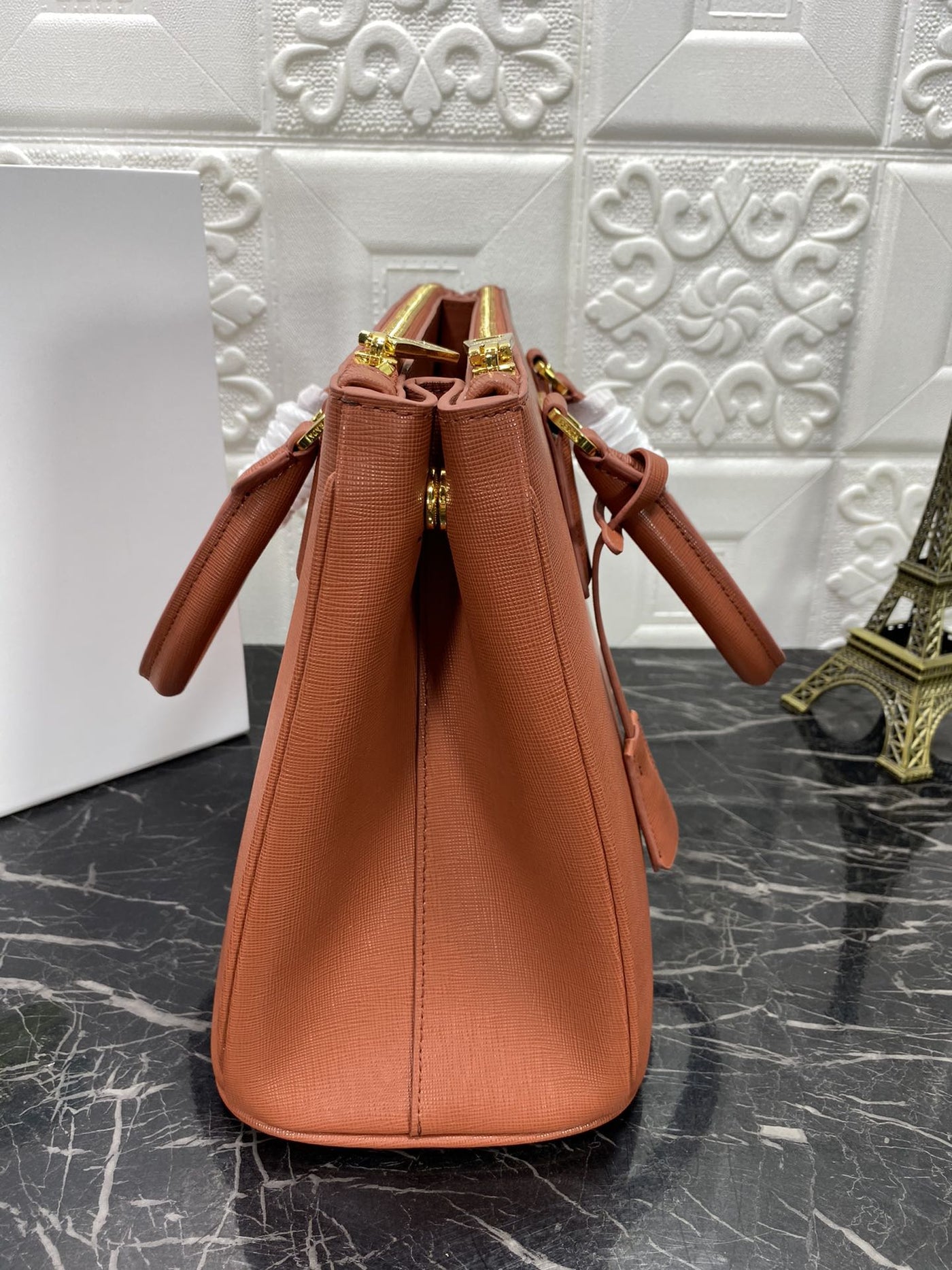 pra galleria 32 bag in bronze orange saffiano leather - image 4