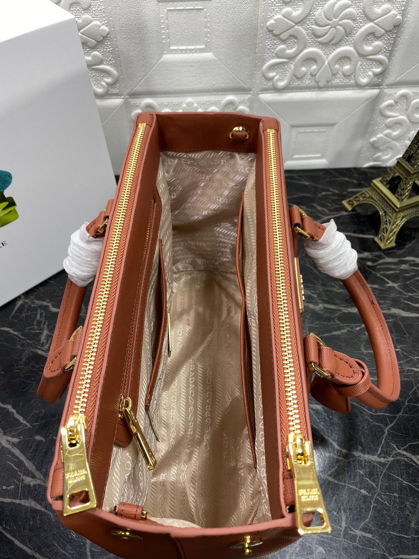 pra galleria 32 bag in bronze orange saffiano leather - image 5