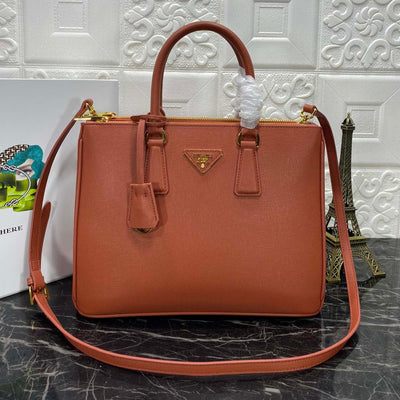 pra galleria 32 bag in bronze orange saffiano leather - main image