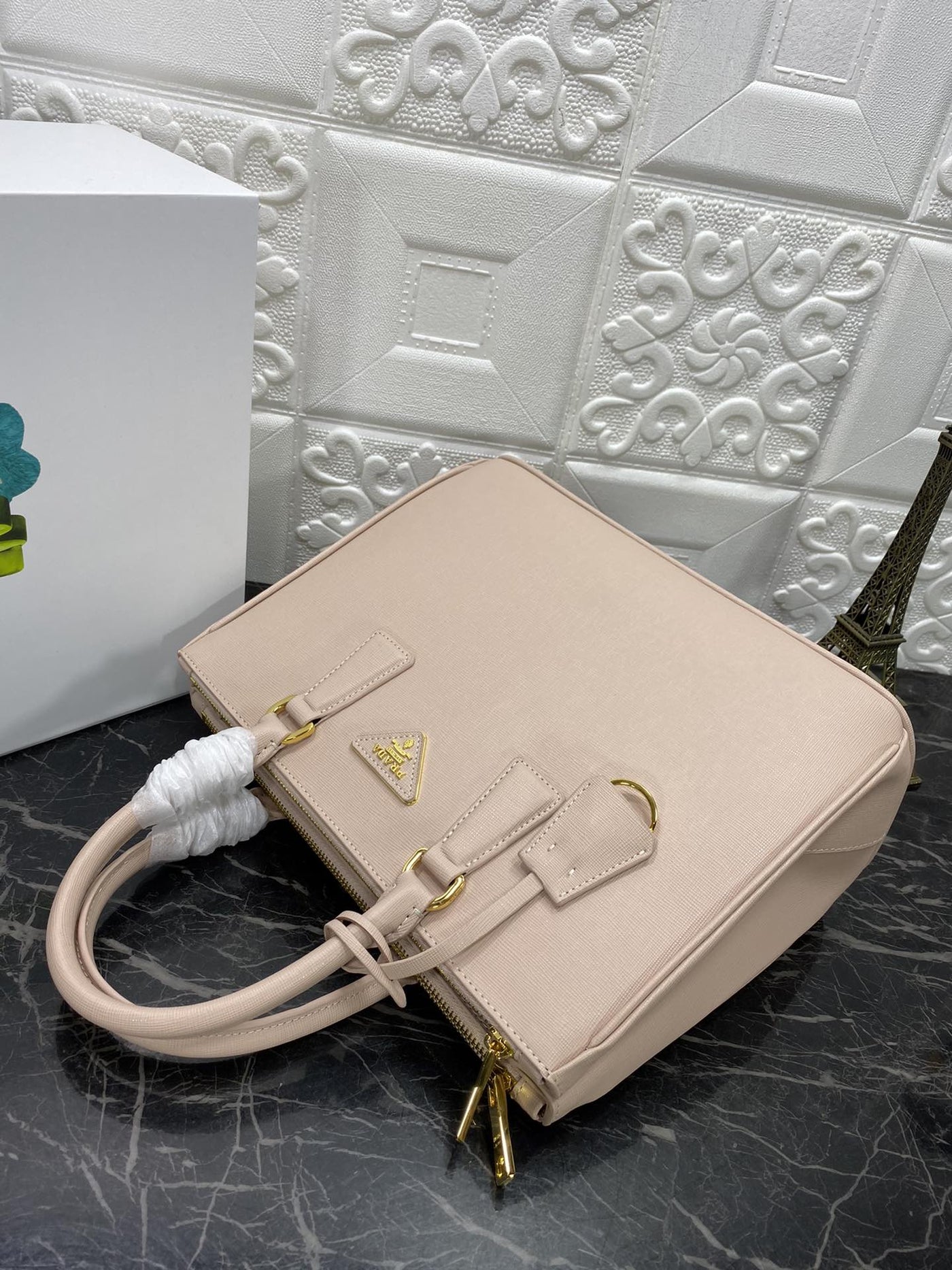 pra galleria 32 bag in beige saffiano leather - image 6