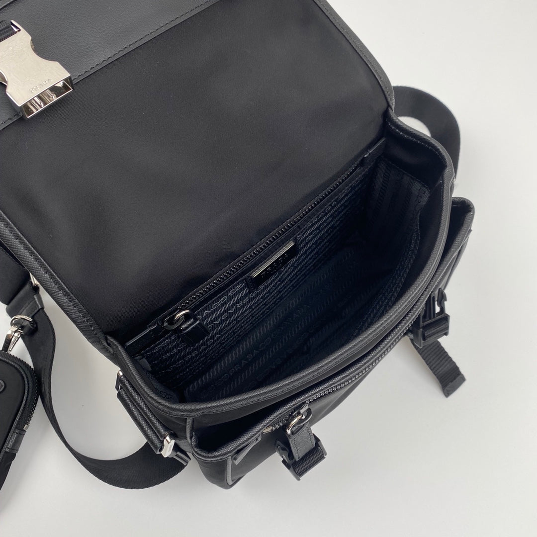 messenger bag 22 in black re-nylon - image 2
