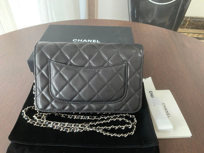 WOC 19CM BLACK LAMBSKIN SILVER HARDWARE - Image 2