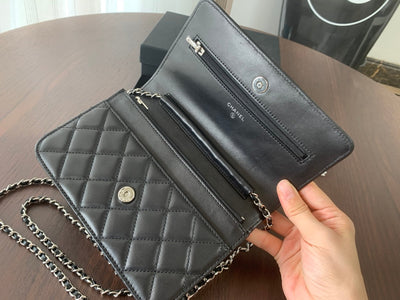 WOC 19CM BLACK LAMBSKIN SILVER HARDWARE - Image 8