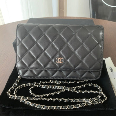 WOC 19CM BLACK LAMBSKIN SILVER HARDWARE - Image 3