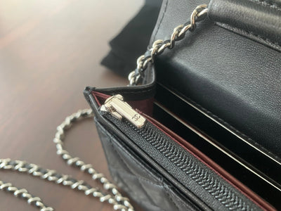WOC 19CM BLACK LAMBSKIN SILVER HARDWARE - Image 10