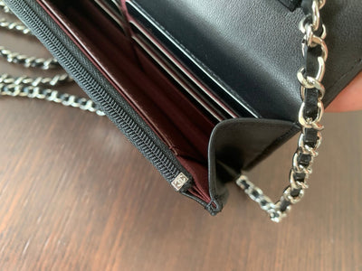 WOC 19CM BLACK LAMBSKIN SILVER HARDWARE - Image 11