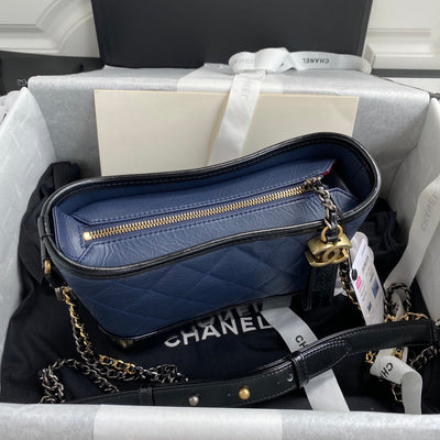 CC GABRIELLE MINI 20 HOBO BAG IN MIDNIGHT BLUE MIX BLACK CALFSKIN - Image 7
