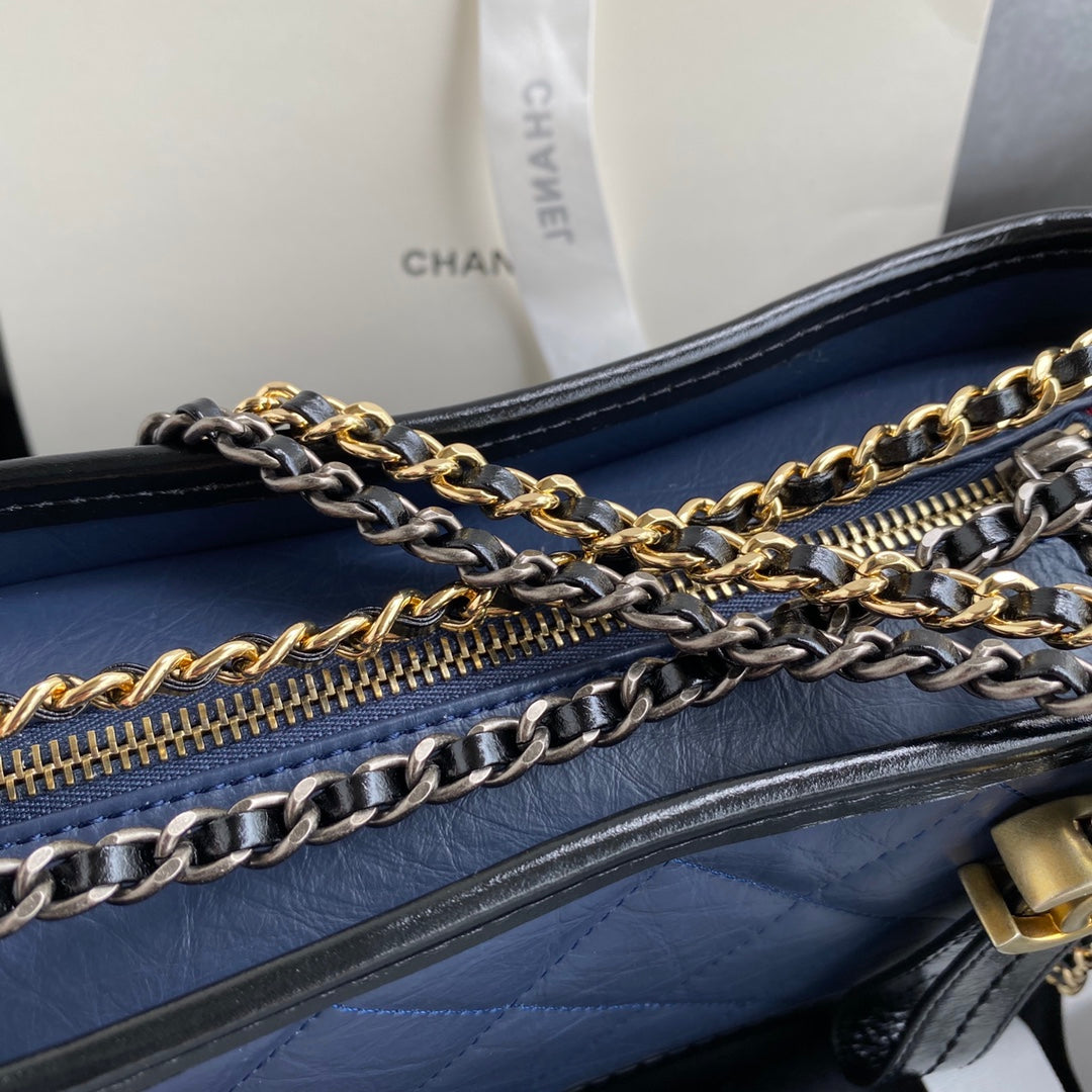 CC GABRIELLE MINI 20 HOBO BAG IN MIDNIGHT BLUE MIX BLACK CALFSKIN - Image 8