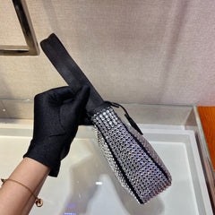 sparkling hobo bag 23 in black nylon attached fully crystals - image 2