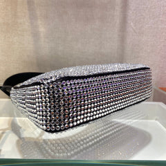 sparkling hobo bag 23 in black nylon attached fully crystals - image 3