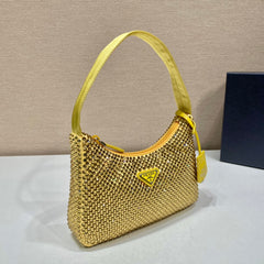 sparkling hobo bag 23 in yellow nylon attached fully crystals - image 2