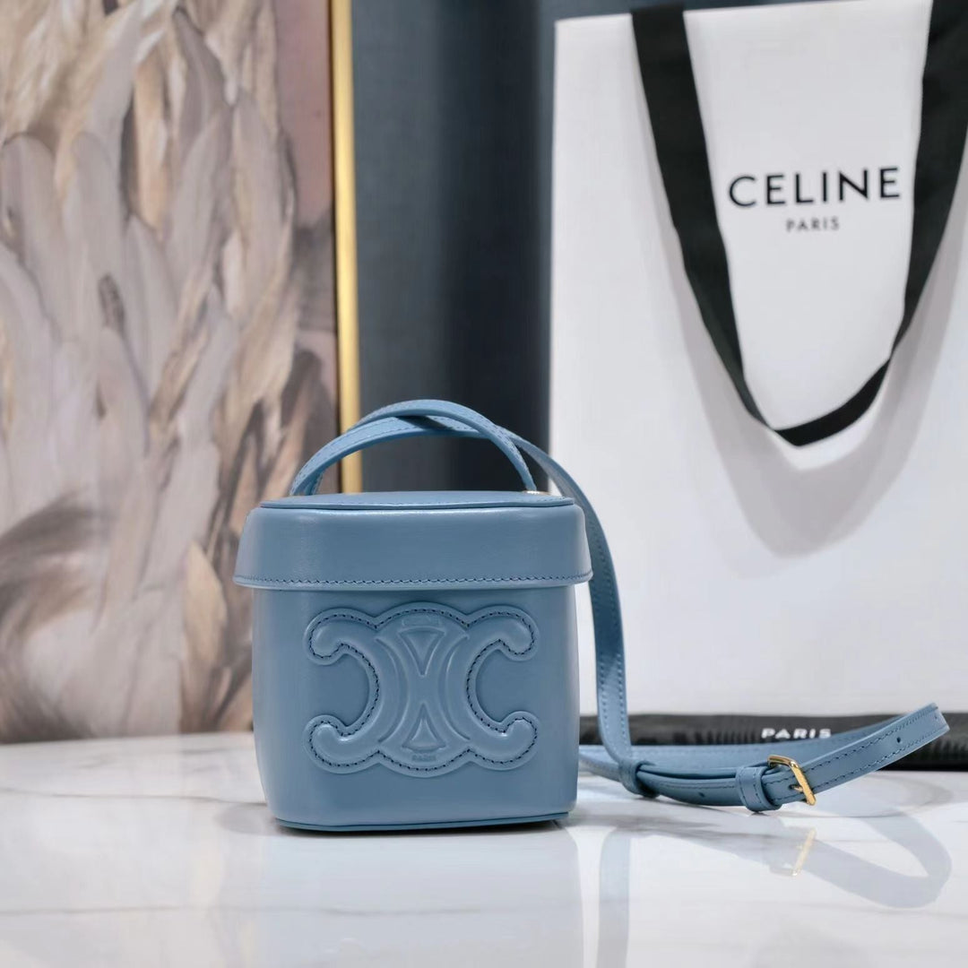 SQUARE BOX CROSSBODY BAG 11 AZURE BLUE CALFSKIN - Main Image