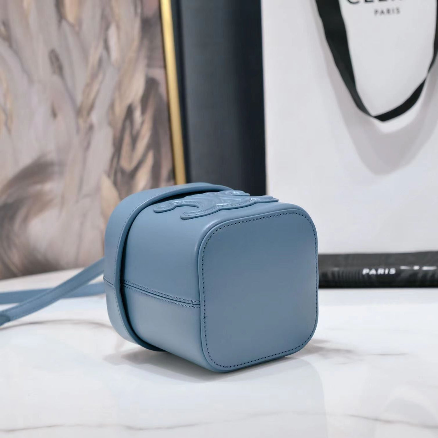 SQUARE BOX CROSSBODY BAG 11 AZURE BLUE CALFSKIN - Image 6