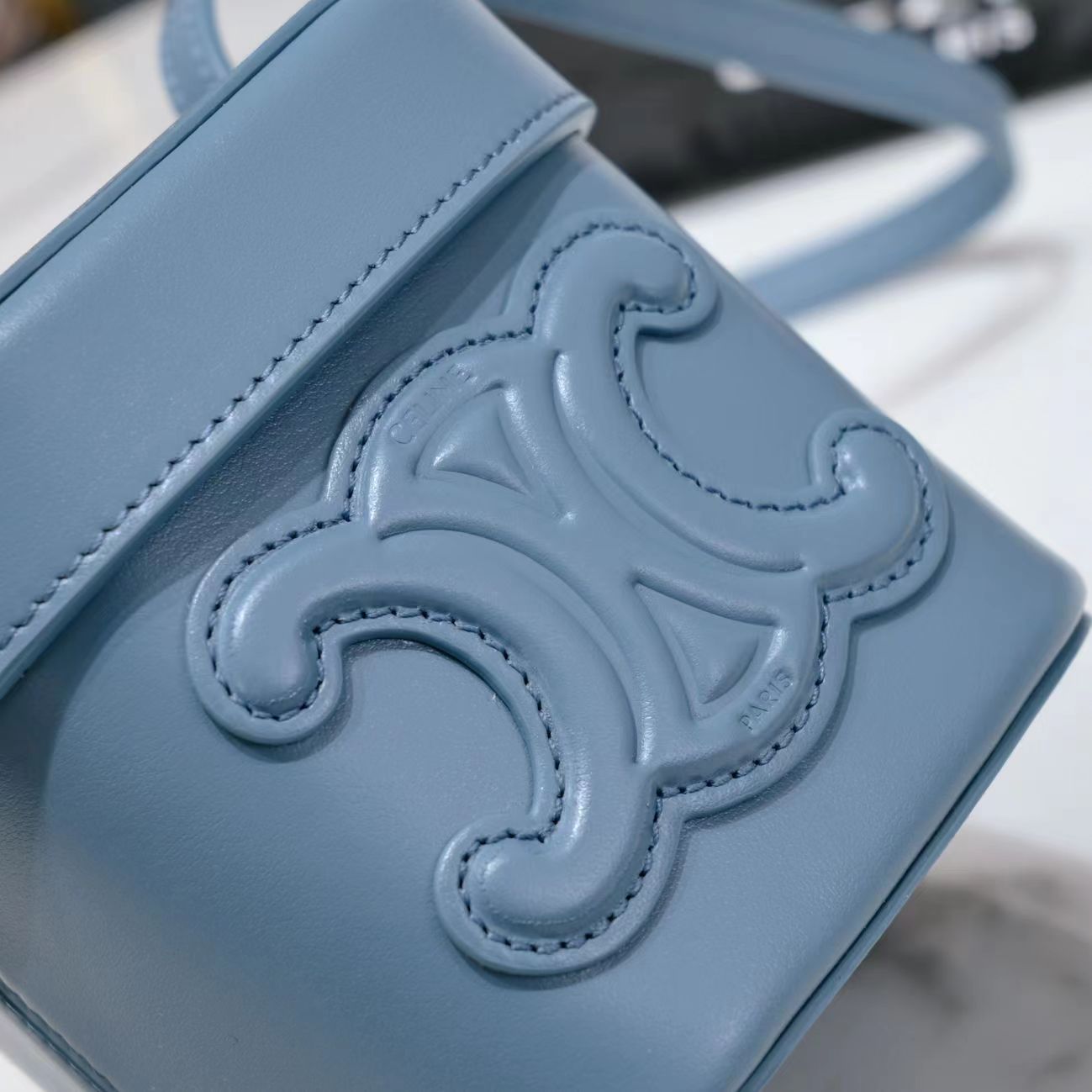 SQUARE BOX CROSSBODY BAG 11 AZURE BLUE CALFSKIN - Image 8