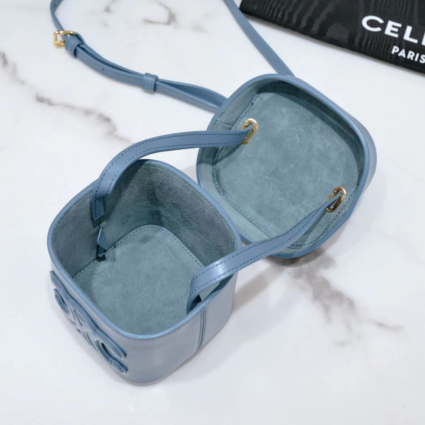 SQUARE BOX CROSSBODY BAG 11 AZURE BLUE CALFSKIN - Image 7