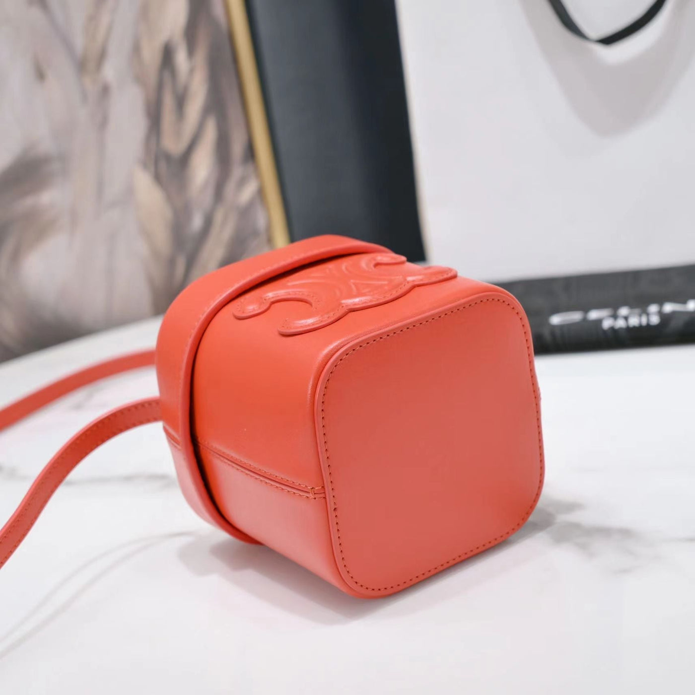 SQUARE BOX CROSSBODY BAG 11 FIRE ORANGE CALFSKIN - Image 6