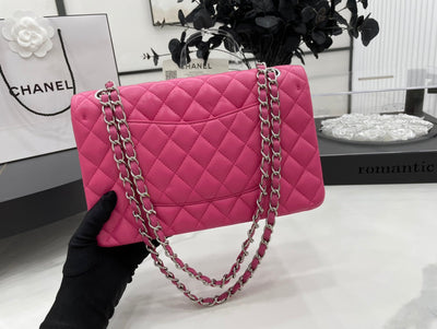 CC 25 CLASSIC SMALL DOUBLE FLAP BAG IN BRIGHT PINK CALFSKIN WITH STRAP - Image 5