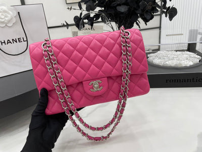 CC 25 CLASSIC SMALL DOUBLE FLAP BAG IN BRIGHT PINK CALFSKIN WITH STRAP - Image 4