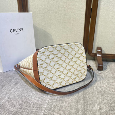 BUCKET 33 IN WHITE TRIOMPHE CANVAS AND BRONZE BROWN CALFSKIN TRIM - Image 7
