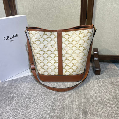 BUCKET 33 IN WHITE TRIOMPHE CANVAS AND BRONZE BROWN CALFSKIN TRIM - Image 8