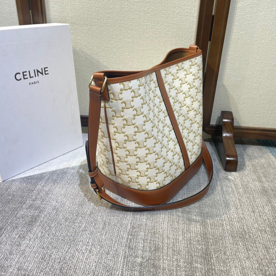 BUCKET 33 IN WHITE TRIOMPHE CANVAS AND BRONZE BROWN CALFSKIN TRIM - Image 10