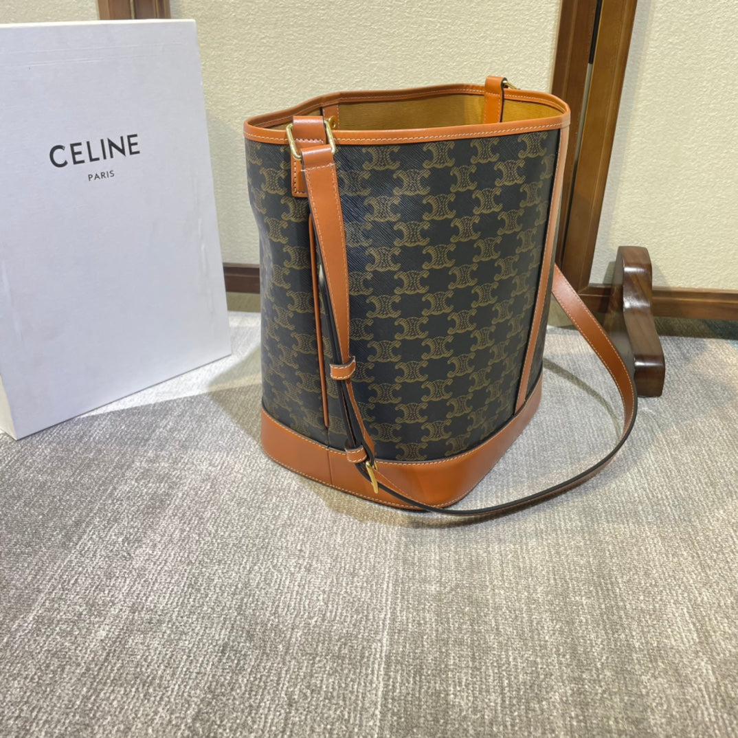BUCKET 33 IN BLACK TRIOMPHE CANVAS AND BRONZE BROWN CALFSKIN TRIM - Image 8